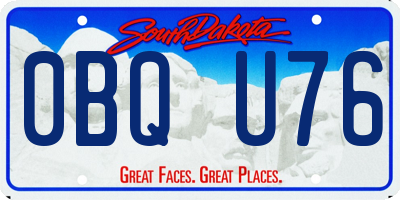 SD license plate 0BQU76