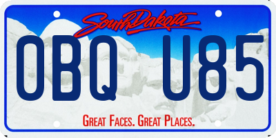 SD license plate 0BQU85