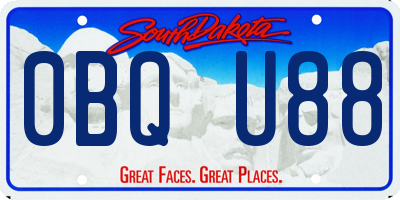 SD license plate 0BQU88