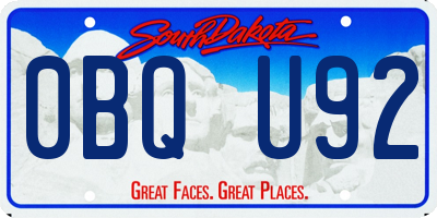 SD license plate 0BQU92