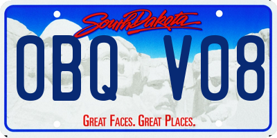 SD license plate 0BQV08