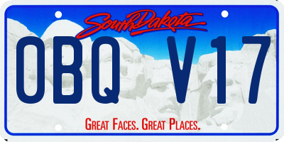 SD license plate 0BQV17