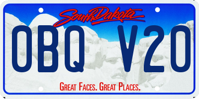 SD license plate 0BQV20