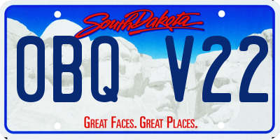 SD license plate 0BQV22