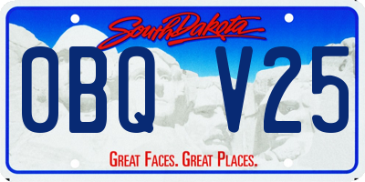 SD license plate 0BQV25