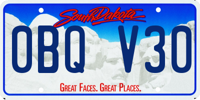 SD license plate 0BQV30