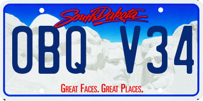 SD license plate 0BQV34