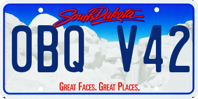 SD license plate 0BQV42