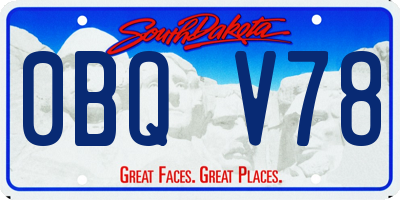 SD license plate 0BQV78