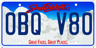 SD license plate 0BQV80