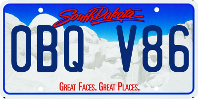 SD license plate 0BQV86