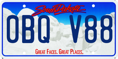 SD license plate 0BQV88
