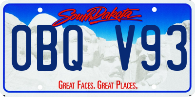 SD license plate 0BQV93