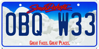 SD license plate 0BQW33