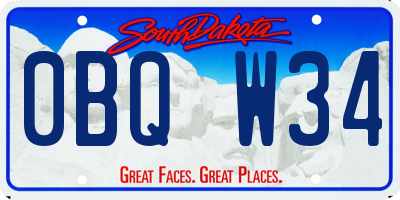 SD license plate 0BQW34
