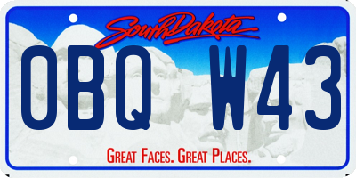SD license plate 0BQW43
