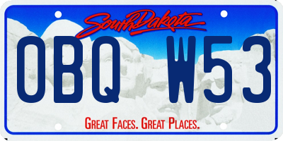 SD license plate 0BQW53