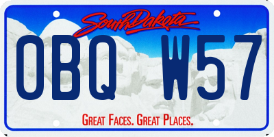 SD license plate 0BQW57