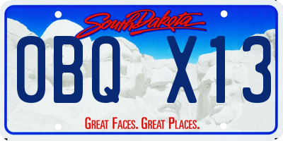 SD license plate 0BQX13