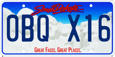 SD license plate 0BQX16