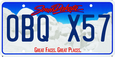 SD license plate 0BQX57