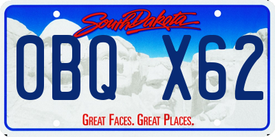 SD license plate 0BQX62