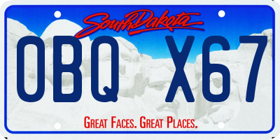 SD license plate 0BQX67