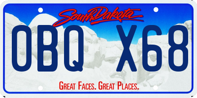 SD license plate 0BQX68