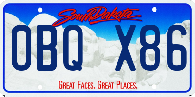 SD license plate 0BQX86