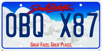 SD license plate 0BQX87