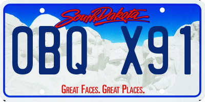 SD license plate 0BQX91