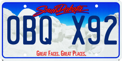 SD license plate 0BQX92