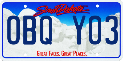 SD license plate 0BQY03