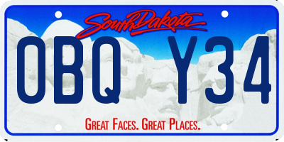 SD license plate 0BQY34