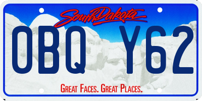 SD license plate 0BQY62