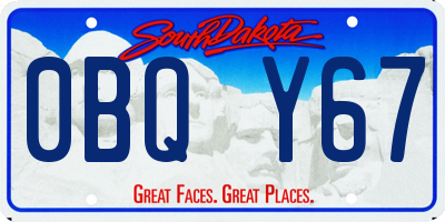 SD license plate 0BQY67