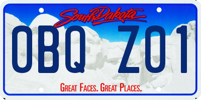 SD license plate 0BQZ01