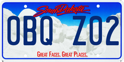 SD license plate 0BQZ02