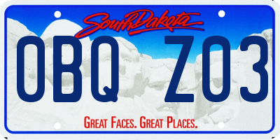 SD license plate 0BQZ03