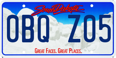 SD license plate 0BQZ05