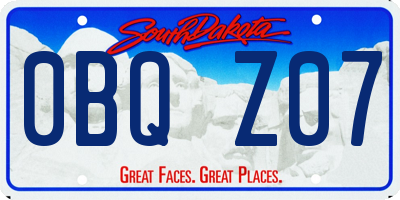 SD license plate 0BQZ07
