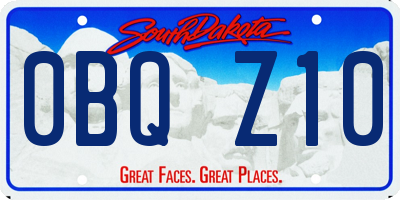 SD license plate 0BQZ10