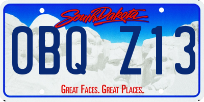 SD license plate 0BQZ13