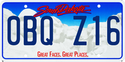 SD license plate 0BQZ16