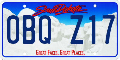 SD license plate 0BQZ17