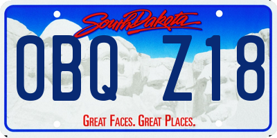 SD license plate 0BQZ18