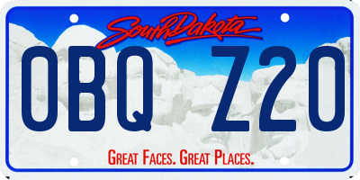 SD license plate 0BQZ20