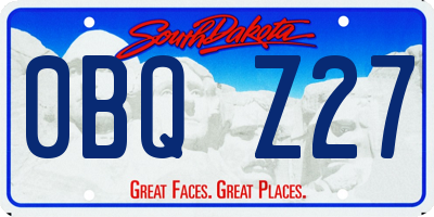 SD license plate 0BQZ27