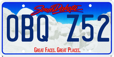 SD license plate 0BQZ52