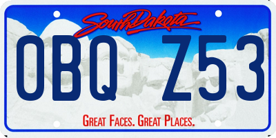 SD license plate 0BQZ53
